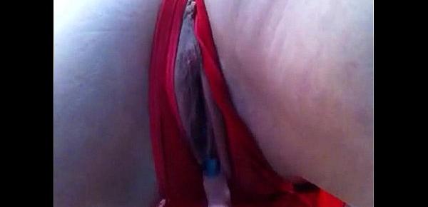  Playing with my wet juicy pussy in crotchless panties till I squit massively